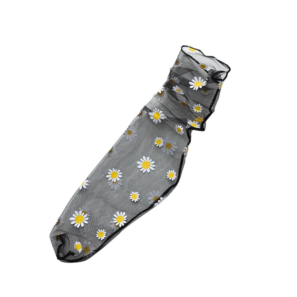 Женские прозрачные чулки, сексуальные сетчатые носки в стиле Харадзюку, шифоновые кружевные носки с оборками, женские кружевные носки с ромашками