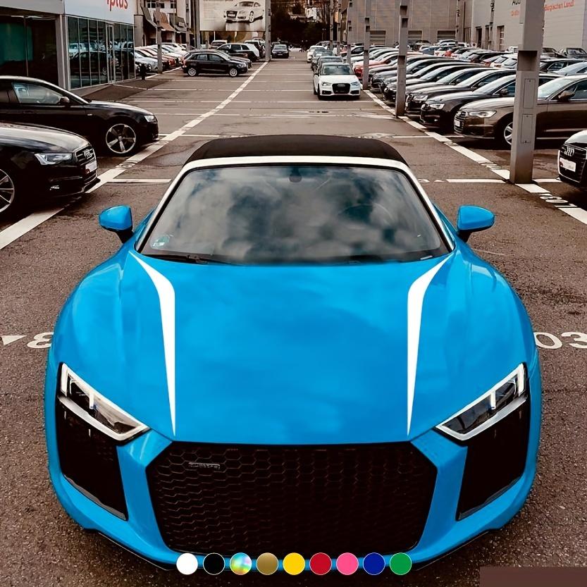 2Pcs Car Decals Striped Engine Hood Body Vinyl Decals Hood Cover Decals New Professional Multi-Fit Styling Auto Decoration