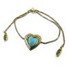 Les Trésors De Lily [P8161] - Golden Turquoise 'Boho' Designer Bracelet (love) - 18x17 Mm