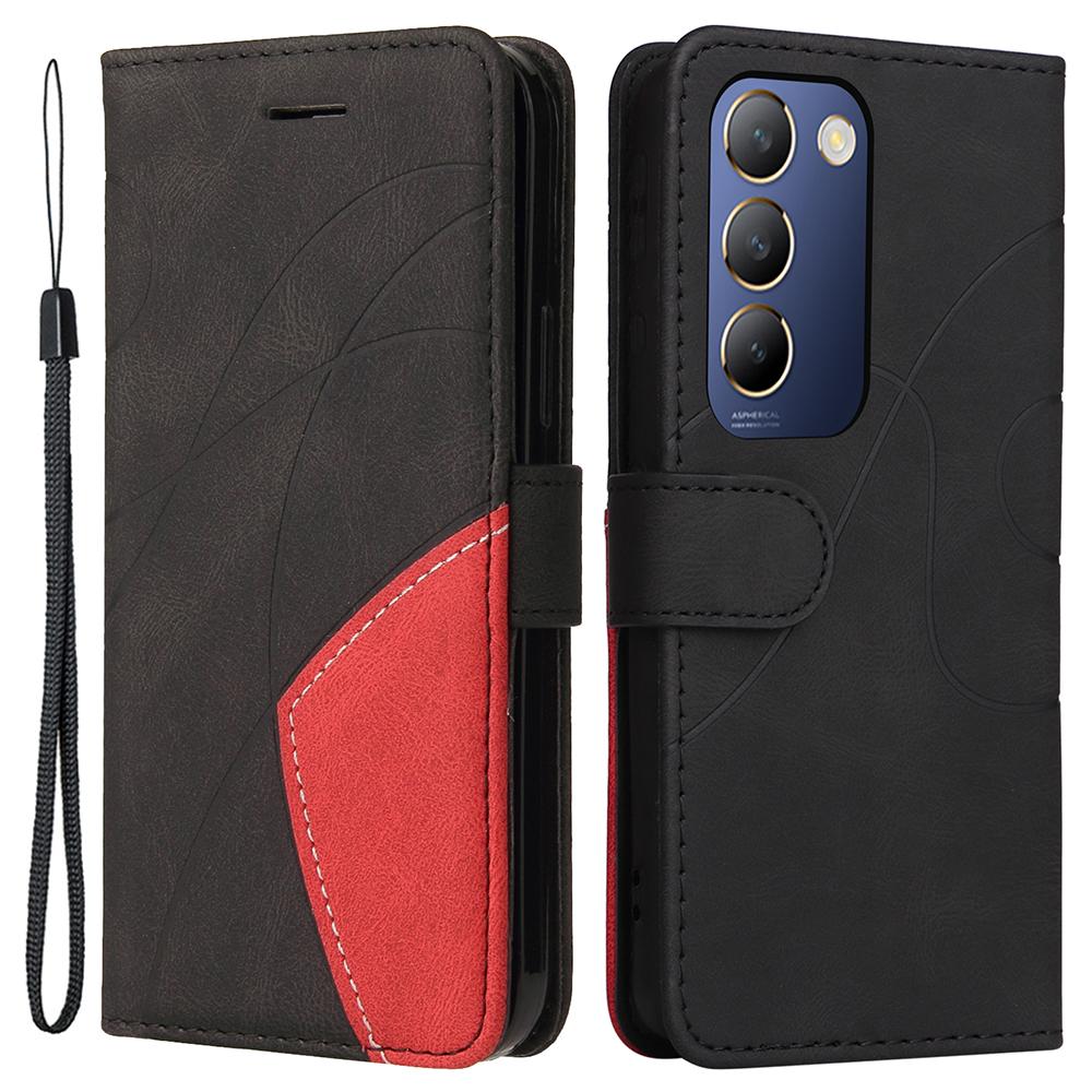 For Vivo V40 SE 5G/Y100 5G (Indonesia)/Y200e 5G/V30 Lite 5G (India) Leather Case Wallet Stand Color Splicing Phone Cover