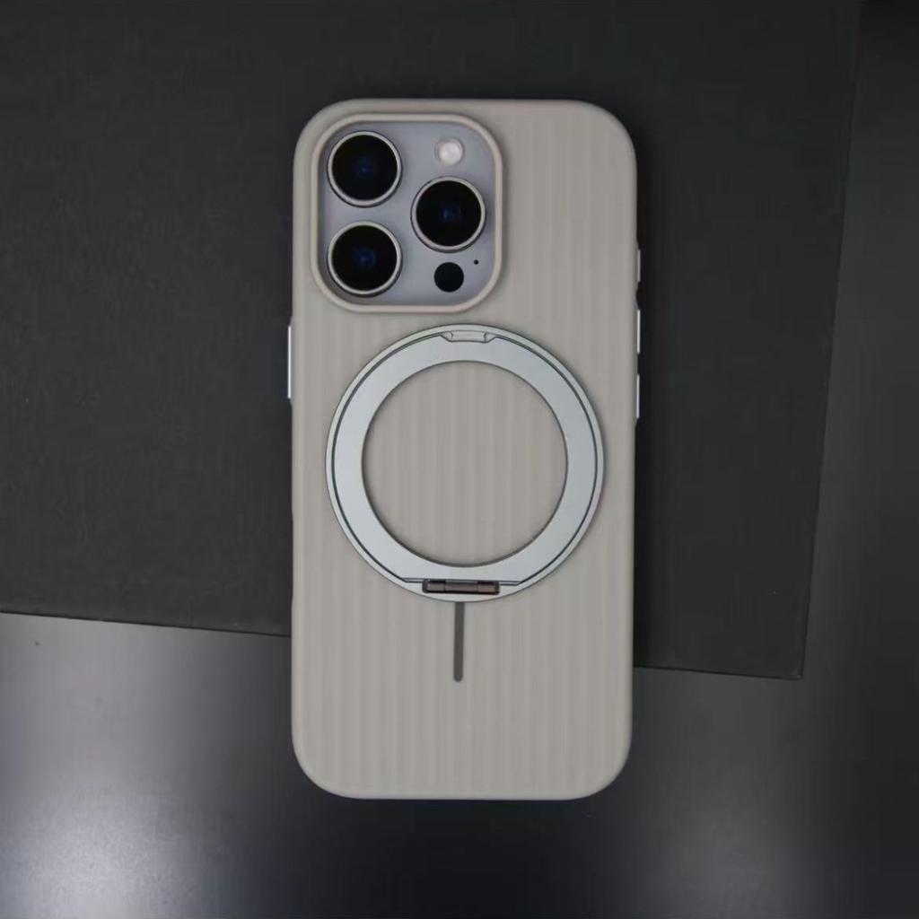 Подходит для iPhone16promax Гофрированный магнитный присосок Вращающийся на 360 градусов кронштейн Чехол для мобильного телефона Apple 15 Матовый противоударный