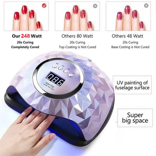 New Upgrade UV Nail Dryer Lamp with Automatic Sensor 57 UV LED Light for All Gels 248W 4 Timer Professional Manicure Pedicure Nail Epuipment