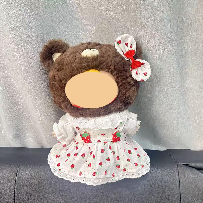 [Cloth Only] Cute Cartoon Fashion Doll Clothes for Plush Dolls, Strawberry-full Dress Set.