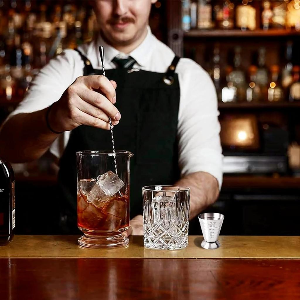75ml Bar Craft Dual Spirit Measure Cup Stainless Steel Bar Measuring Cup Multifunction Wine Cocktail Bartender Ounce Cup Bar for Outdoor Indoor Party