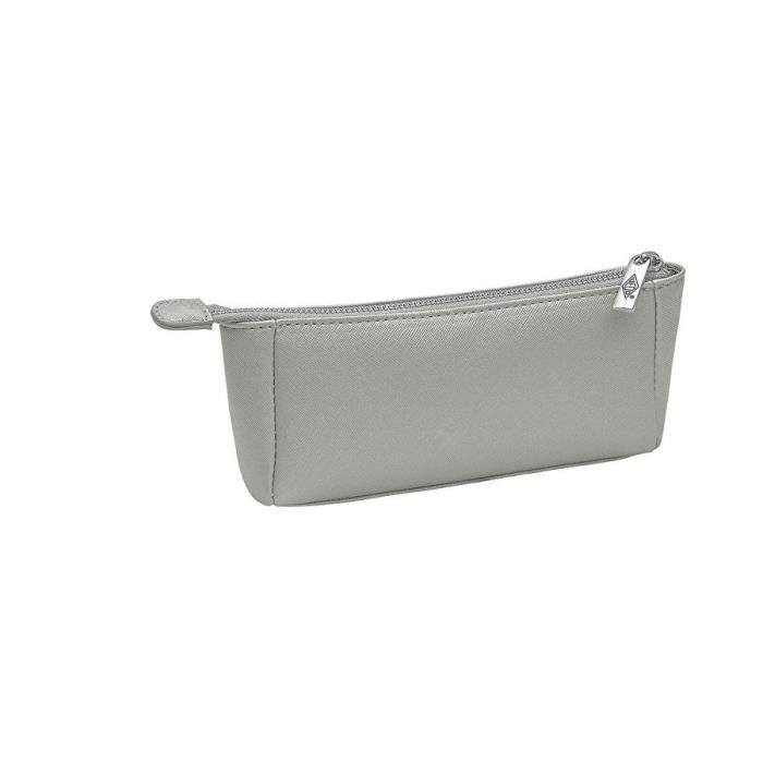 Trousse à crayons - WEDO - Clutch - Simili-cuir - Gris - Pratique et élégante