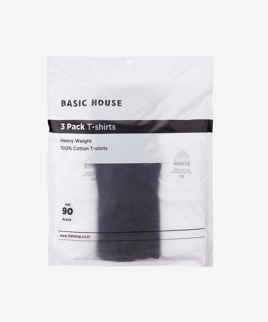 BASIC HOUSE [3Pack] Thick Pure Cotton Heavyweight Short Sleeve T-Shirts 3-Pack Lats0121