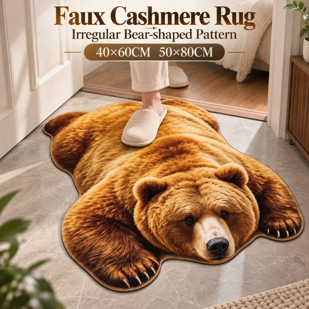 Non Slip Bear Shape Area Rug Lifelike Bear Pattern Carpet New Animal Shaped Floor Mat Livingroom