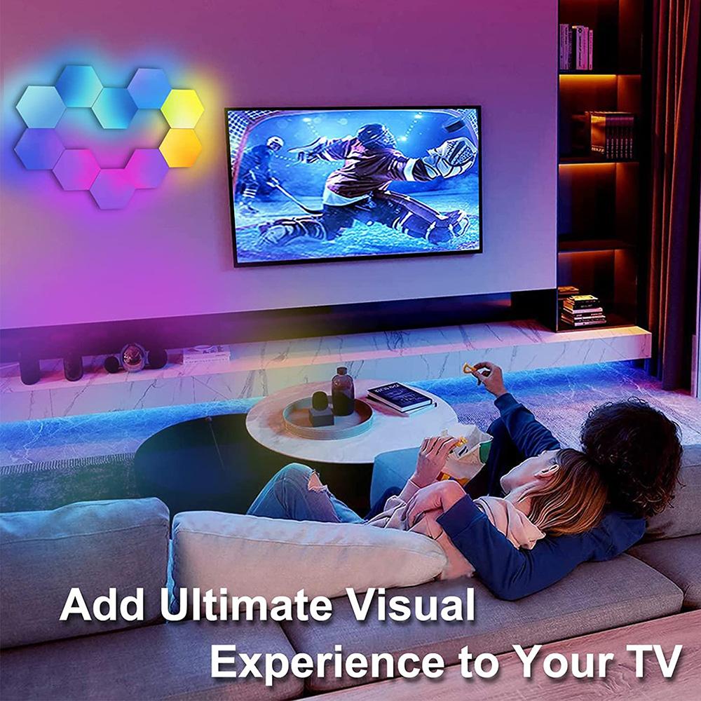 Умные светодиодные шестиугольные светильники RGBIC Настенные бра Музыкальная синхронизация Игровой светильник с пультом дистанционного управления