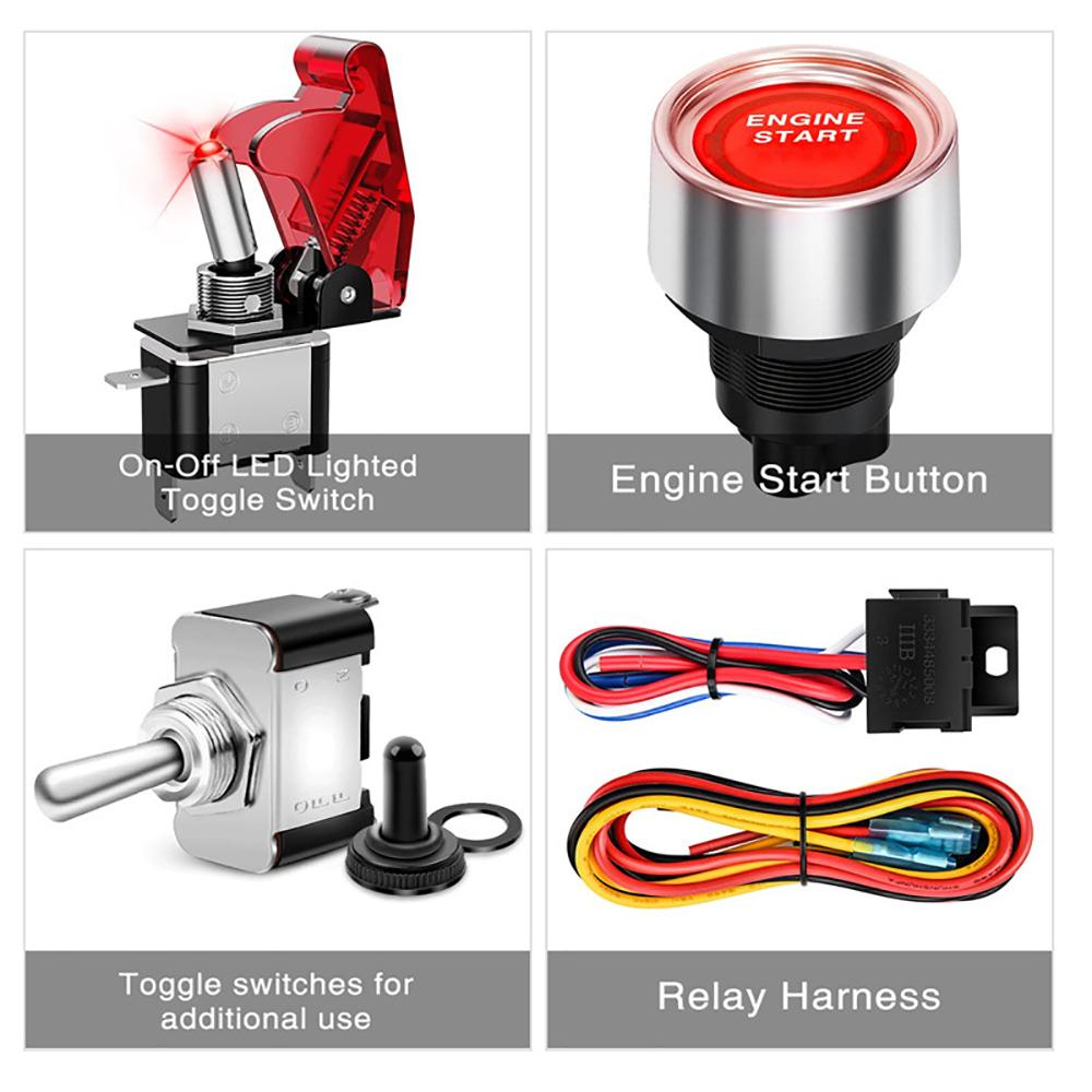 12 В гоночный автомобиль стартер кнопка запуска и остановки зажигания тумблерный переключатель панель из углеродного волокна автомобильные аксессуары для лодки ATV UTV