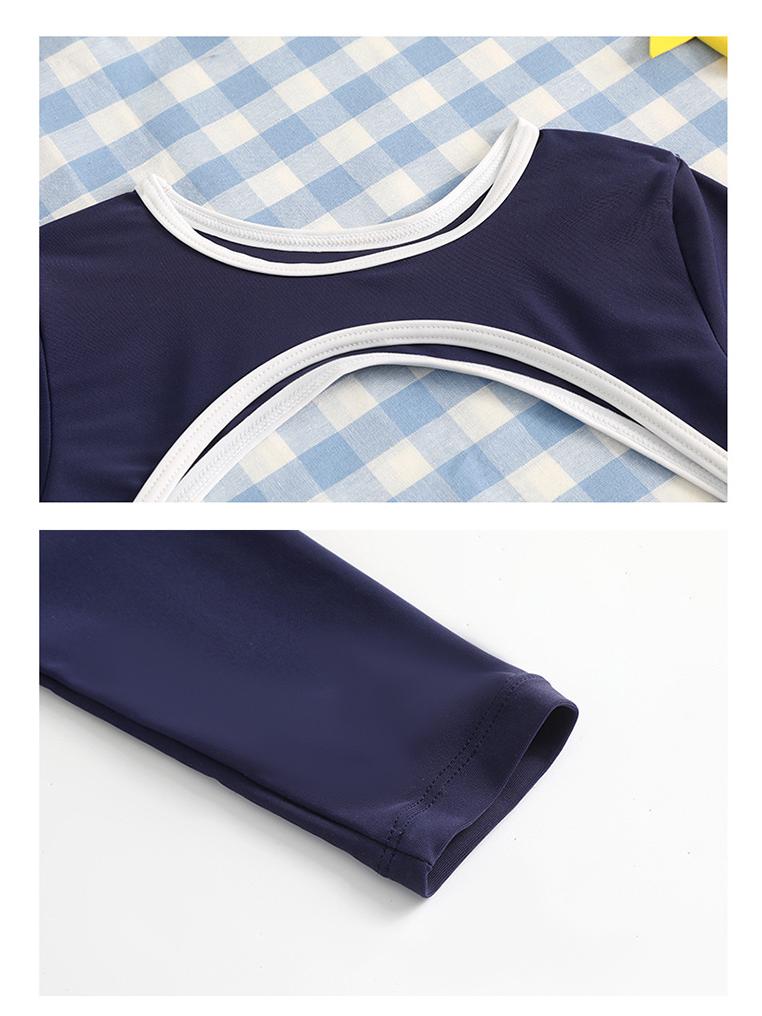 2025 Новый стиль Купальник с длинным рукавом для защиты от солнца для девочек среднего и старшего возраста – Высококачественная профессиональная спортивная одежда