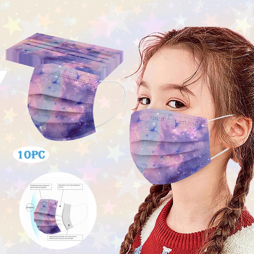 10PC Children Tie-dye Gradient Printed Three-Layer Proof Disposable Mask