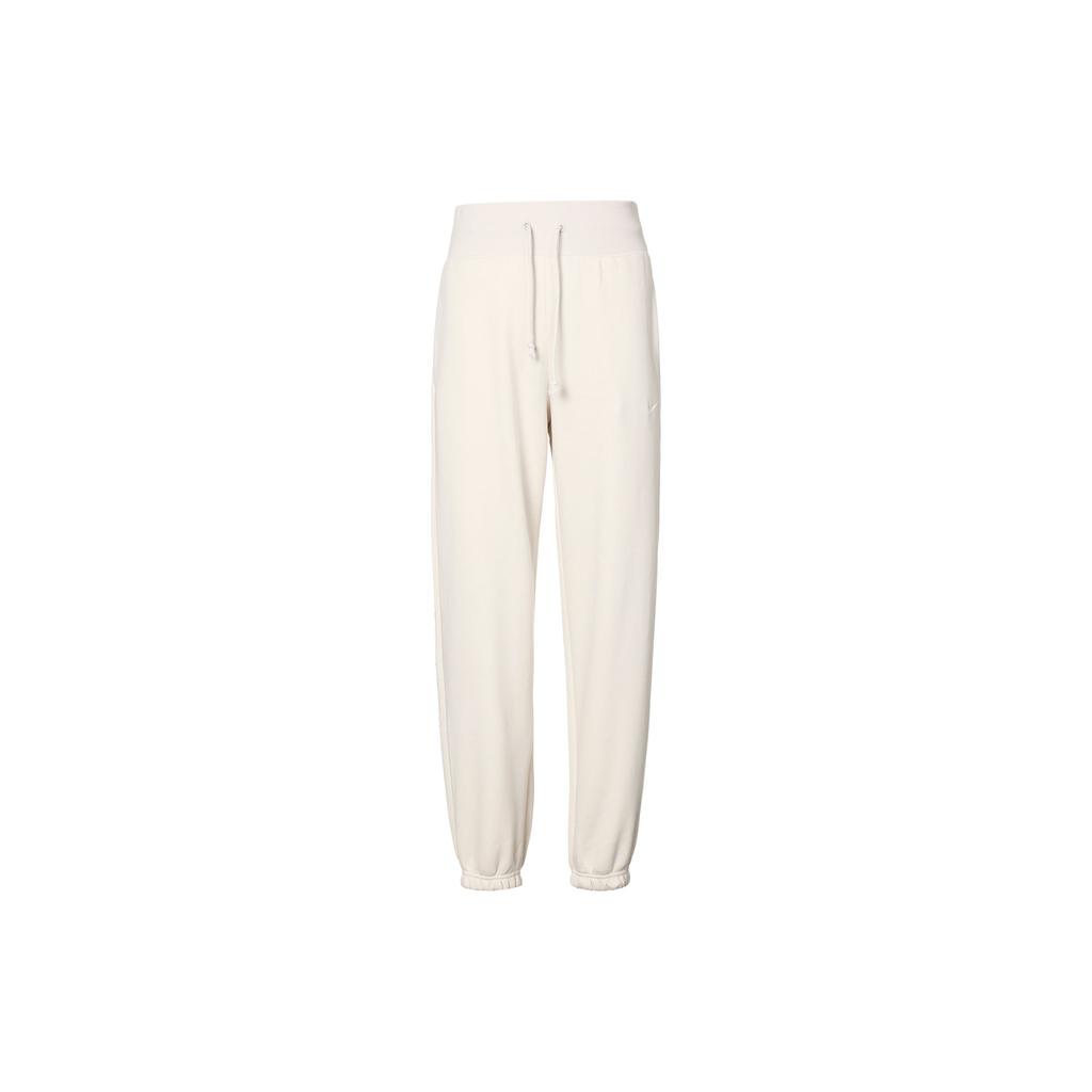 Nike Solid Color Logo Embroidered Drawstring High Waist Fleece Cuffed Casual Pants Women bottoms Khaki DQ5888-104
