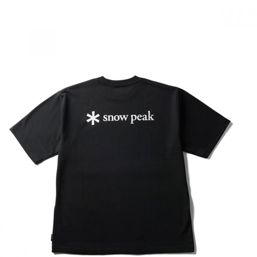 Snow Peak Новый стандартный мужской футболка с принтом логотипа на спине Классический крой Сшита Черный S nSd TS 25au004