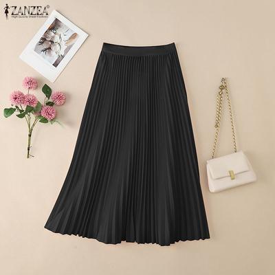Женские повседневные однотонные свободные длинные плиссированные юбки