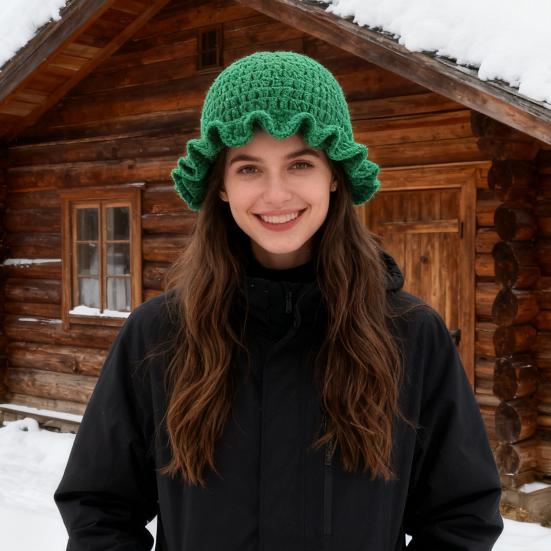 Панама однотонная с оборкой, вязаная шапка, ветрозащитная, теплая, защита от солнца, шляпа для активного отдыха