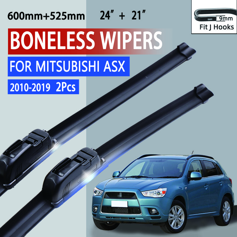 Для Mitsubishi ASX 2010-2019 автомобильный стеклоочиститель U-образный мягкий резиновый бескаркасный без кронштейна автомобильные дворники 24"+21"