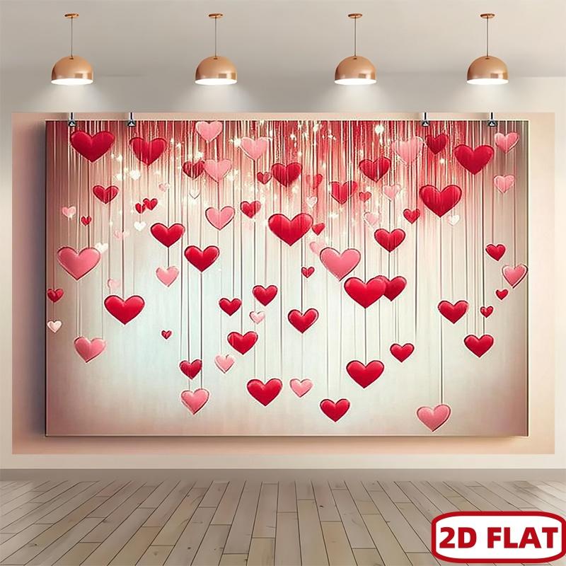 1pc Valentine's Day Romantic Red Heart Photography Background: Polyester fabric indoor and outdoor parties home decoration