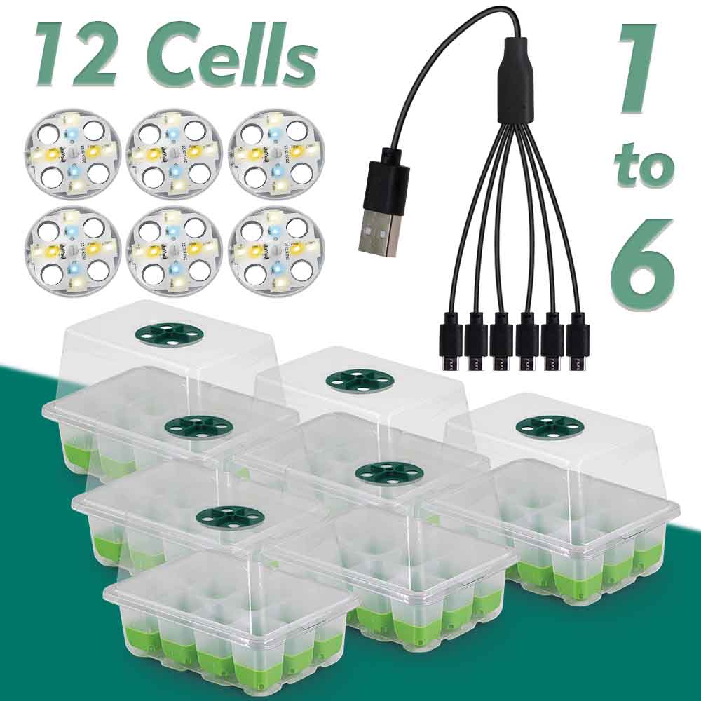 Светодиодная лампа для выращивания рассады, набор лотков с прозрачной крышкой, для домашнего сада, теплицы, для выращивания цветов, питомник, ящик для проращивания