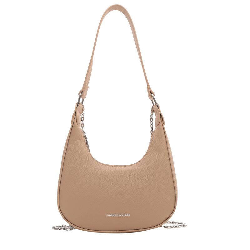 Women'S Bag Fashion Shoulder Bag Texture Pu Crescent Bag Niche Versatile Chain Messenger Bag Armpit Bag