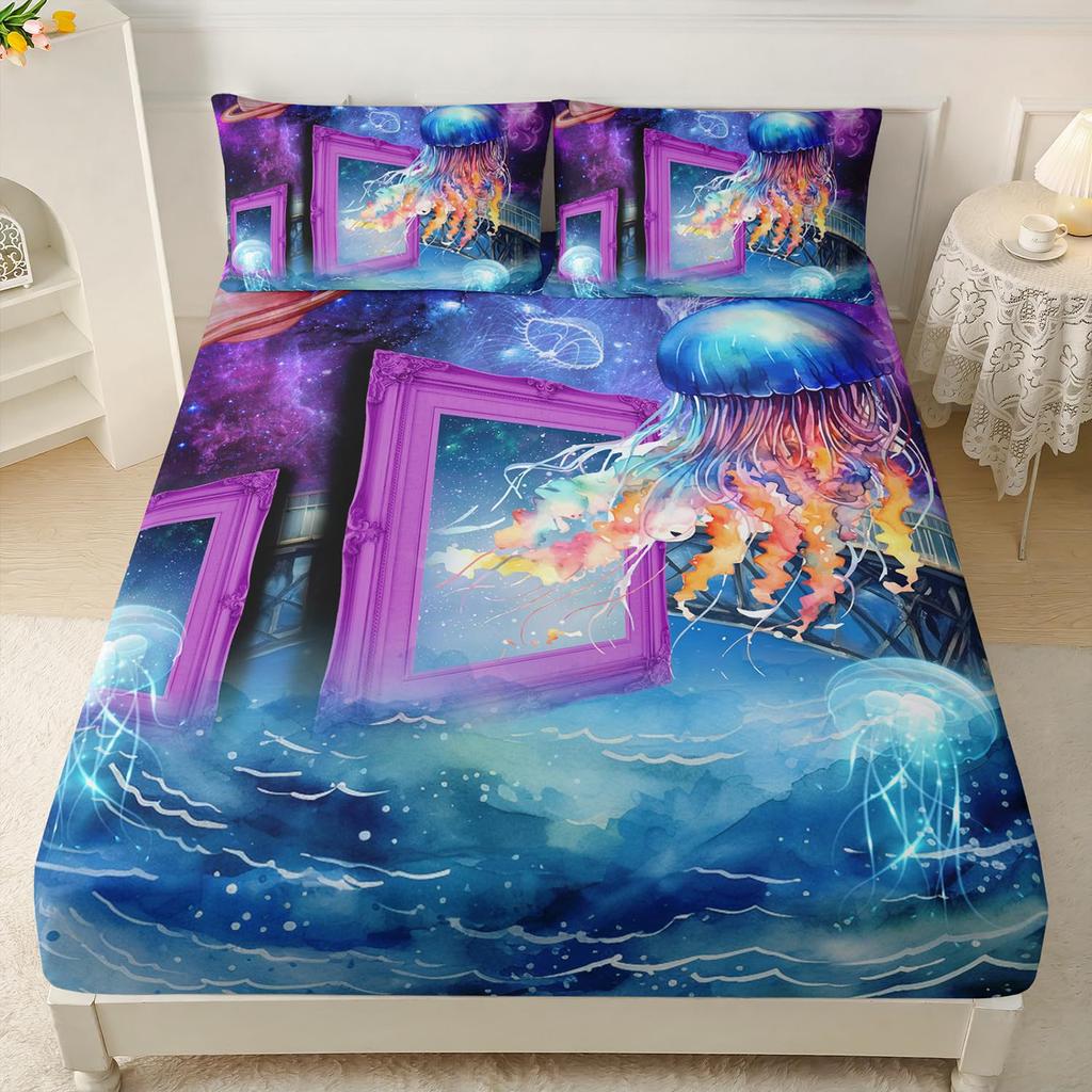 Собака Животный Узор Шапка на Кровать Трехпредметный Комплект Цифровая Печать Постельное Белье Шапка на Кровать Трехпредметный Набор Дети И Взрослые