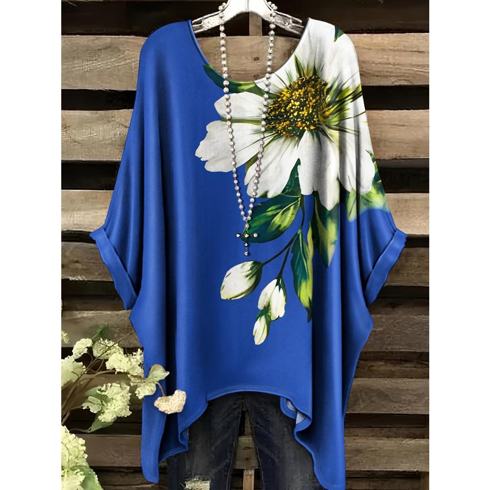 Женская летняя футболка в богемном стиле с цветочным принтом, винтажная, светло-фиолетовая, с графикой в стиле Y2k, с круглым вырезом, одежда, элегантная женская футболка с коротким рукавом