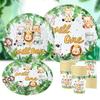 Jungle Animal Tableware Wild One Birthday Party Decoration Forest Jungle Animal Safari Theme Party Kids Boy Baby Shower Supplies