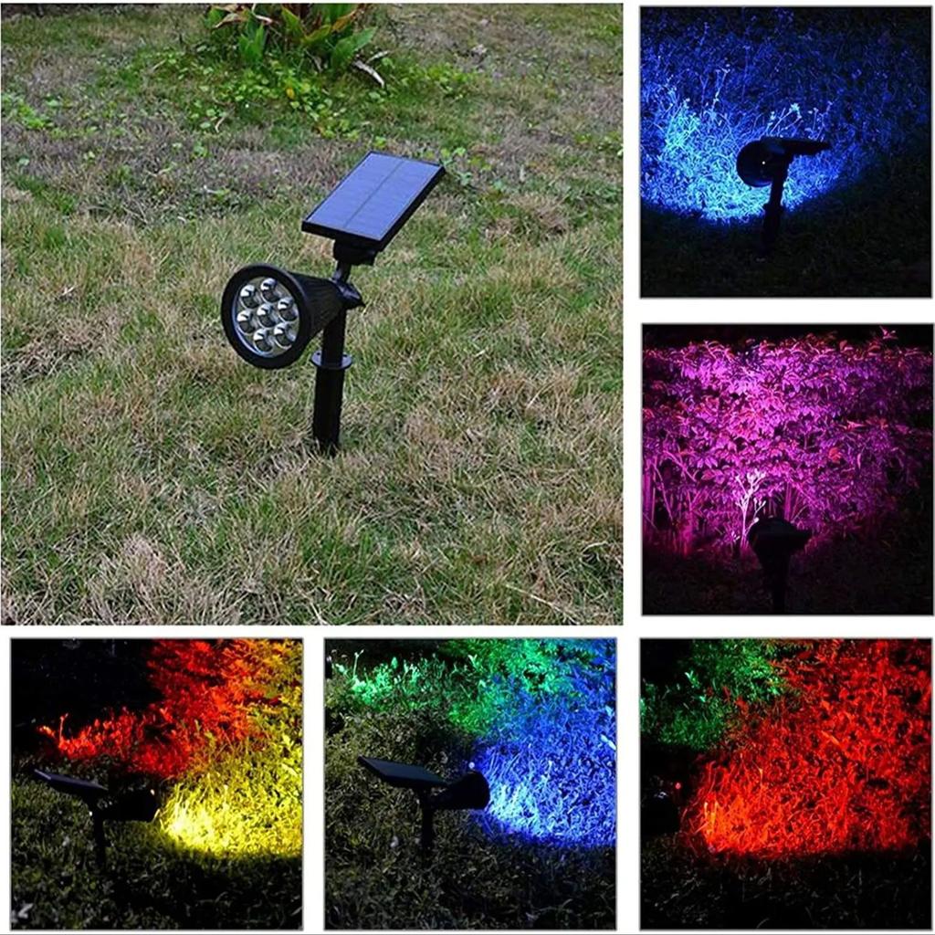 7LED Solar Lawn Lamp Outdoor RGB Solar Spotlight Garden Landscape Light for Wall Path Tree Lawn Halloween Christmas Decoration