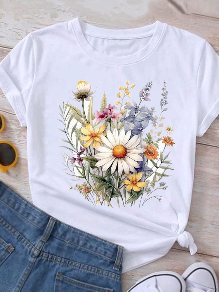 (Asian Size) Casual O-neck Tee Cartoon Trend 90s Clothing Top Short Sleeve T Shirt Fashion Print Lady Female Women Graphic T-shirts