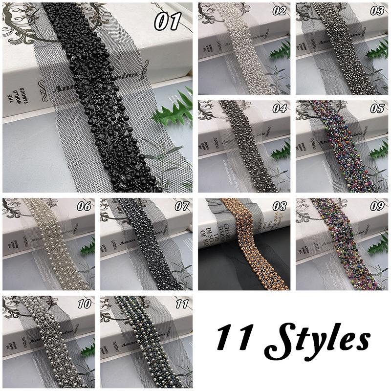 Кружевная лента с бисером Кружевная ткань Отделка бахромой из бисера Вышитая отделка воротника Африканская кружевная ткань Шитье DIY поделки