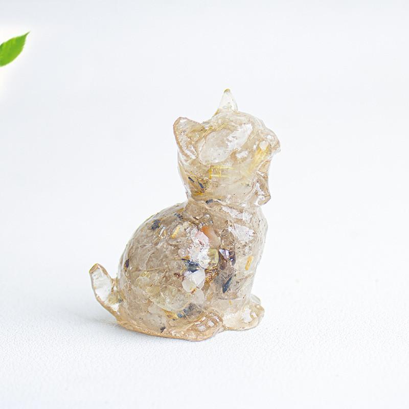 Water Crystal Resin Cat Figurine Office Home Decor Hatching Animal Tabletop Ornament For Gift