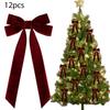 12 шт. Бархатные банты, украшения для рождественской елки, розовые большие бархатные банты, верхушка для рождественской елки, гирлянда, украшение, деревенские бархатные банты для венка