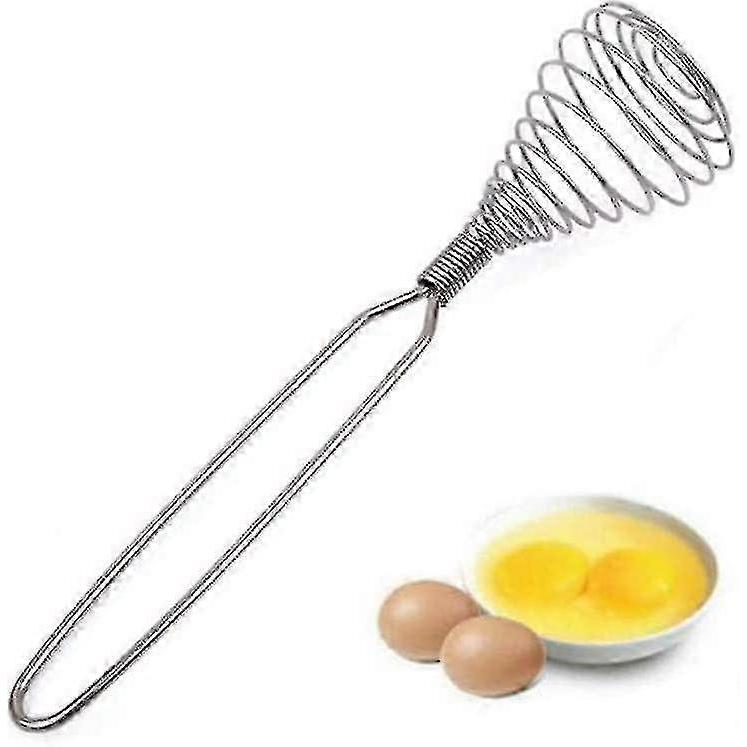 Mini French Spring Whisk, 8.67 Inch Silver Stainless Steel Spring Coil Whisk, Hand Eggbeater Egg Mixer Whisk Blender Stirring Beater - CHUNCC