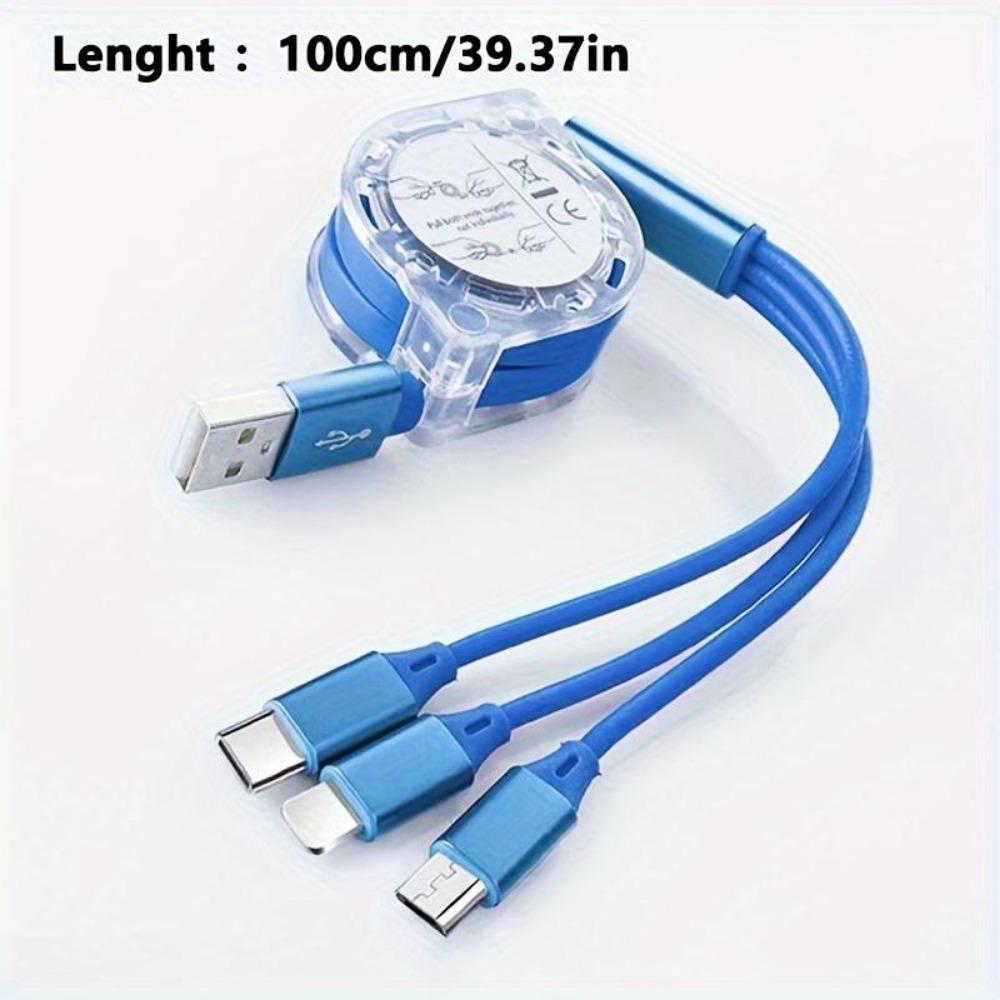 3 в 1 выдвижной USB-кабель типа C Micro USB для зарядки мобильного телефона, кабель для зарядки мобильного телефона, кабель для быстрой зарядки длиной 1 м