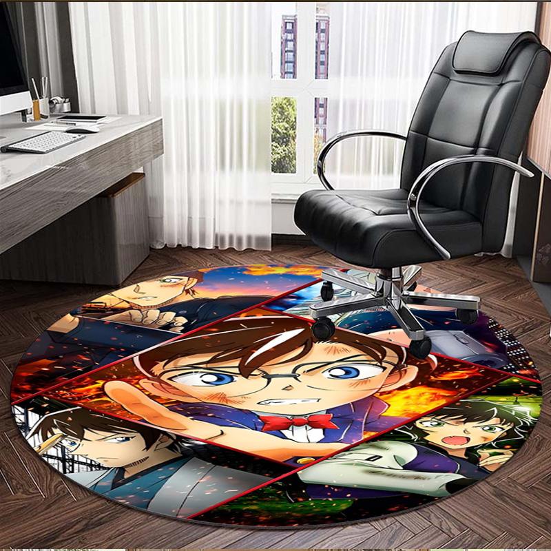 Detective Conan Print Round Rug, Washable Floor Carpet, For Entryway Dorm Laundry Room Office Study, Home Decor Birthday Christmas Gift