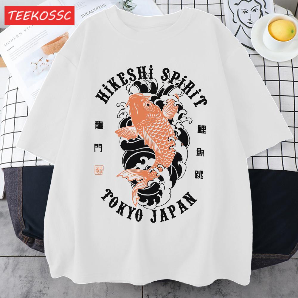 Футболки с принтом Hikeshi Spirit Токио Япония Для Мужчин Хлопок Круглый Вырез Футболка Спортивная Универсальная Верх Летний Мужской Новый Свободный Короткий Рукав