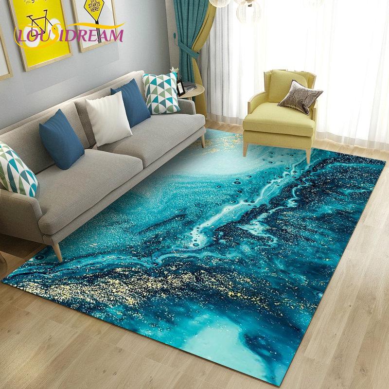 Большой ковер с скандинавской мраморной текстурой, черный золотой коврик, ковер для гостиной, спальни, дивана, коврик для двери, детский нескользящий напольный коврик