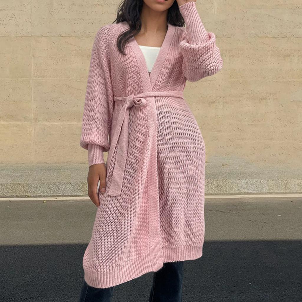 Женская мода пояс вязаный кардиган свитер повседневный свободный свитер куртка