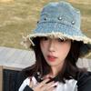 Уличная ретро-шляпа из денима с грубой кромкой, женская летняя универсальная шляпа с большими полями, маленькая солнцезащитная козырек