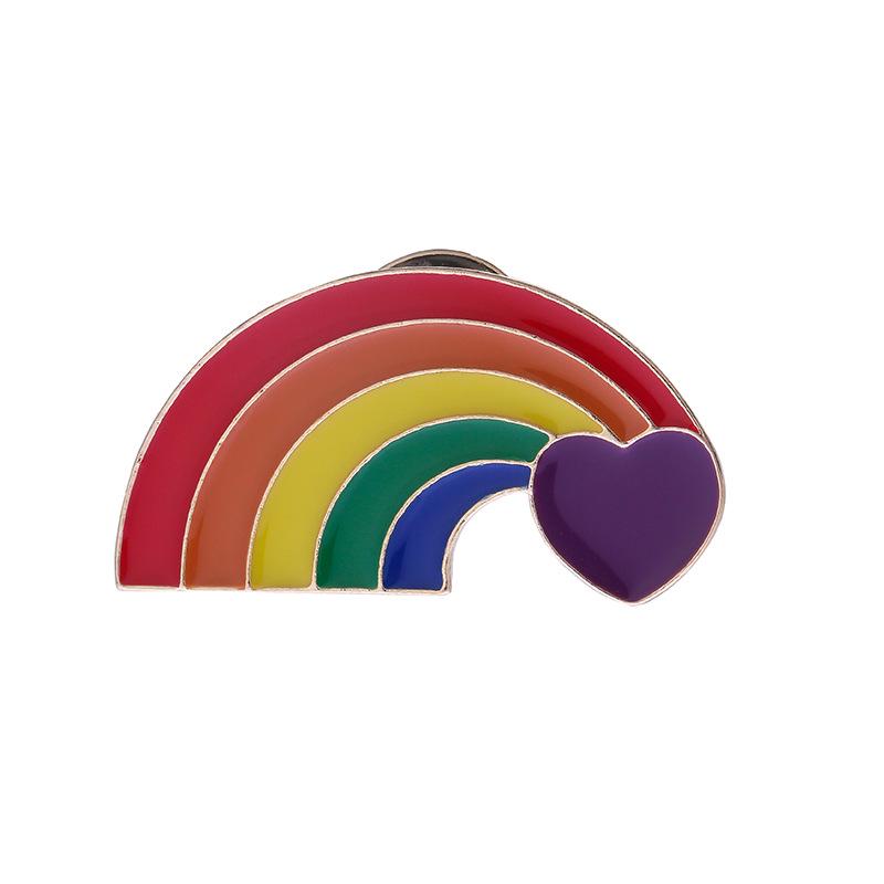 Creative Six-Color Rainbow Bridge Brooch - Peace Alloy Enamel Pin for Denim Bags