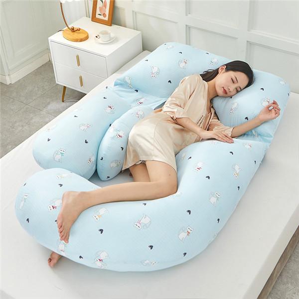 U-образная подушка для беременных и наволочка из чистого хлопка для беременных, удобная подушка для сна для беременных, боковая подушка для беременных