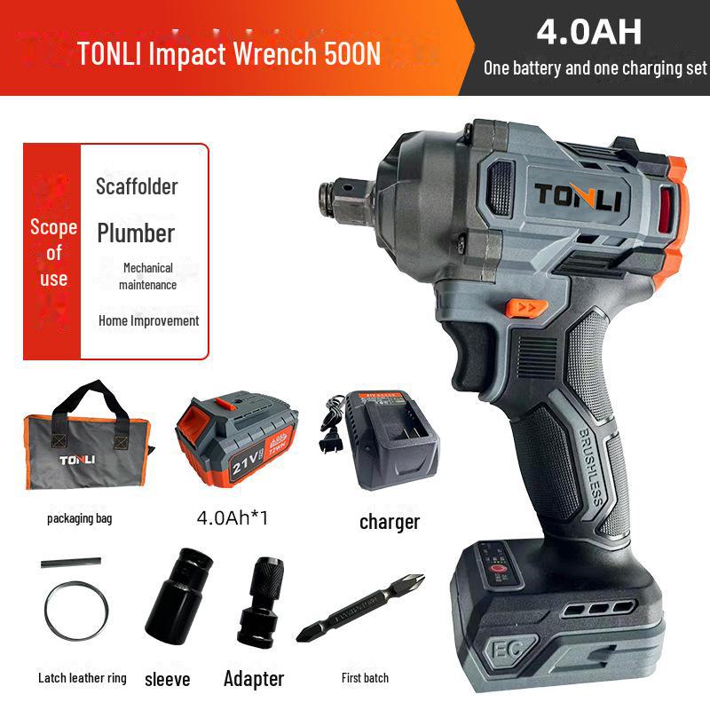 Бесщеточный электрический ударный гайковерт: Промышленный пневматический гайковерт с литиевой батареей для ремонта автомобилей.