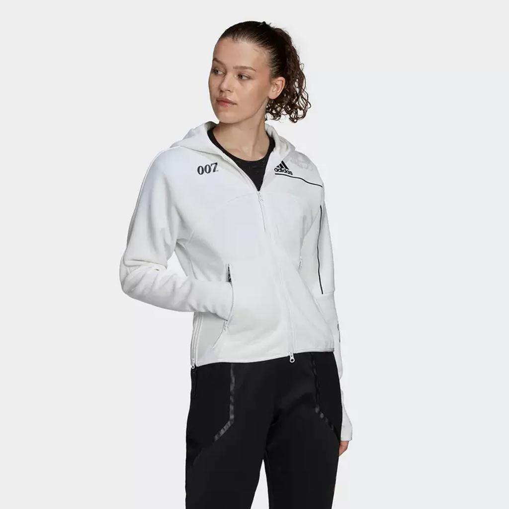 adidas Спортивная куртка с капюшоном и принтом логотипа X James Bond, женская белая куртка GN6814
