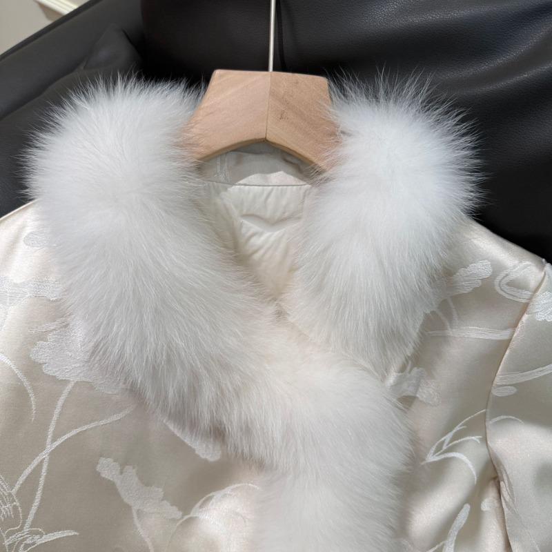 Реальное фото куртка лисий мех женская натуральный волос китайский стиль пуховик пальто