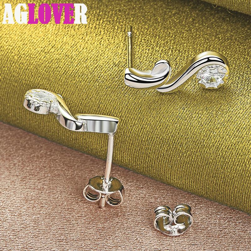 Ювелирные изделия из стерлингового серебра 925 пробы, круглые серьги-гвоздики с цирконом AAA