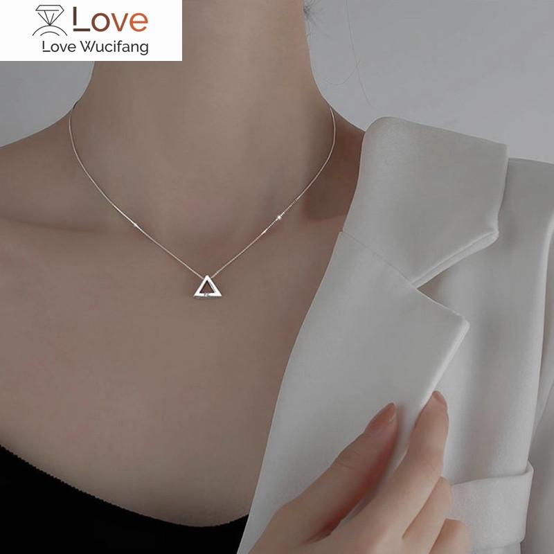 925 пробы стерлингового серебра блестящие двойные треугольные ожерелья с цирконием любовь круг подвески подарок для девушки коробка цепочка чокер ошейник ювелирные изделия