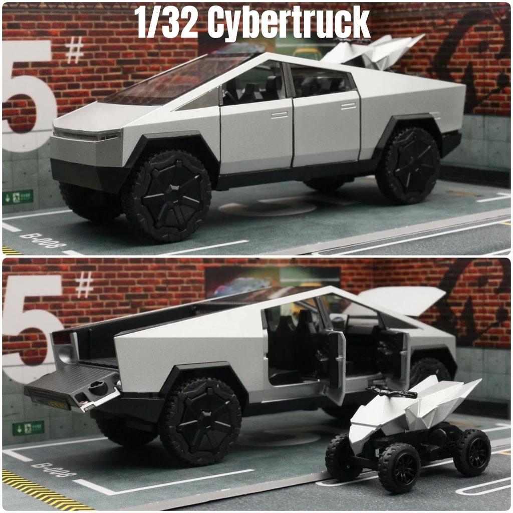 1/32 Tesla Cybertruck Pickup Model S Model X Model Y Toy Car Diecast Metal Off Road Collection Pull Back Sound Light Gift Boy