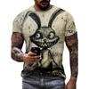 Cartoon 3D Print Funny Animal Graphic T-Shirts Summer O-Neck Short Sleeve Tops Casual Loose Men T-Shirt Harajuku Men's Clothing