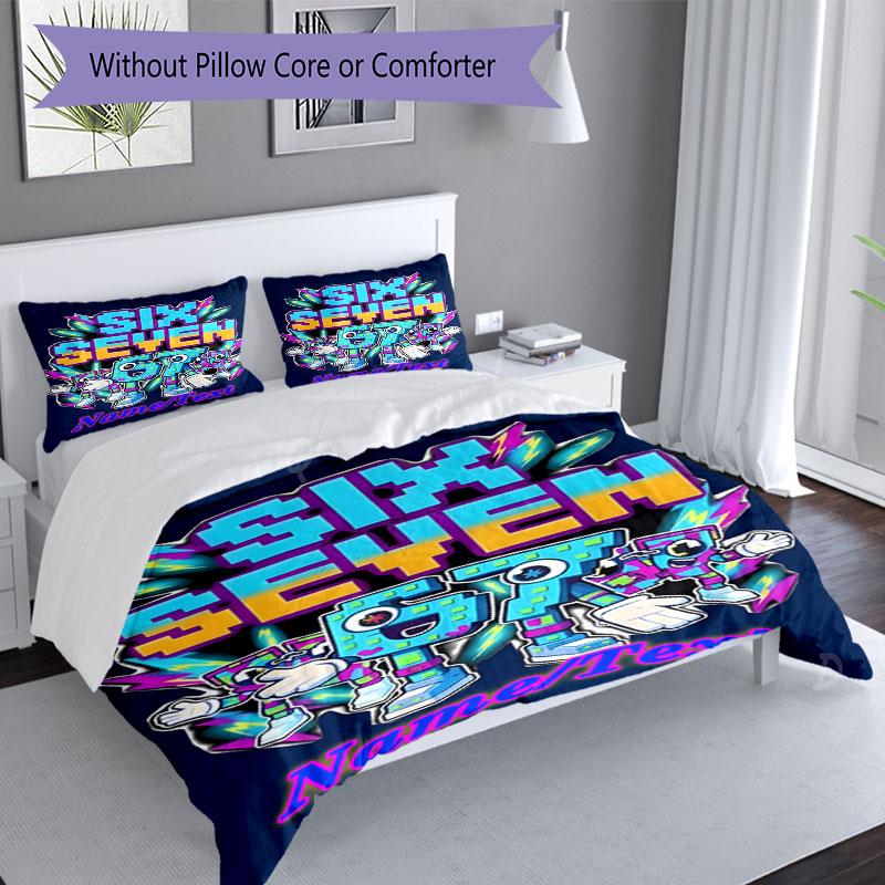 3PC Custom Name "Six Seven Adventure" Bedding Set Printed Bedding Set Duvet Cover Closure Includes 1 Duvet Cover & 322 Pillowcases for Bedroom