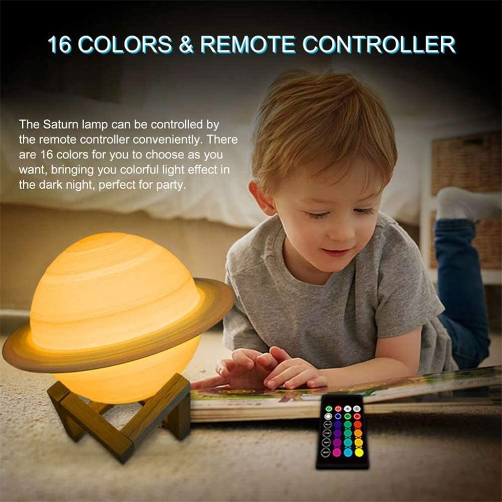 13/16/22 см 3D печать Saturn ночник 16 цветов пульт дистанционного управления сенсорный ночники украшение спальни лунный свет детские подарки