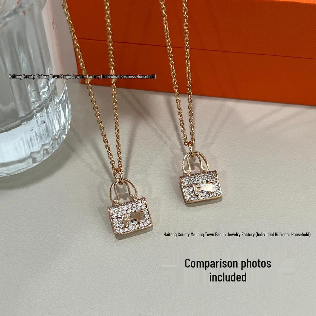 Women's 18K Rose Gold-Plated Diamond Kelly Handbag Necklace